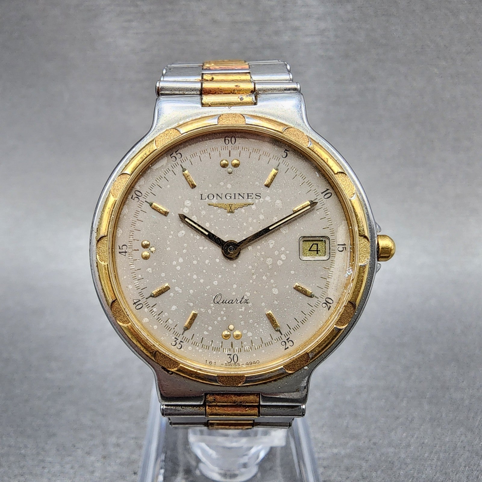 Longines Conquest Watch Men 32mm Silver Dial Two Tone Date Round New Battery0
