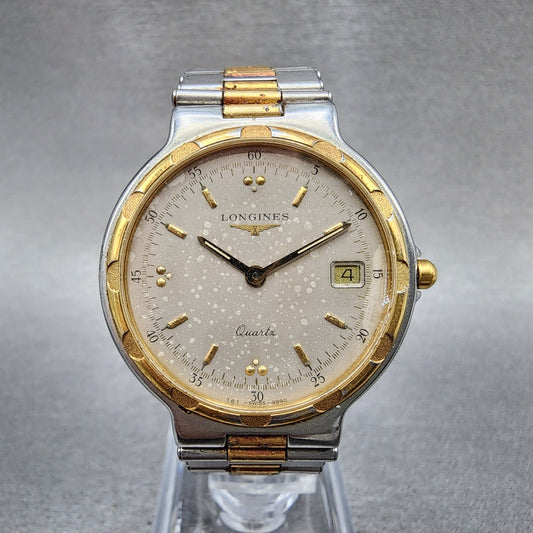 Longines Conquest Watch Men 32mm Silver Dial Two Tone Date Round New Battery0
