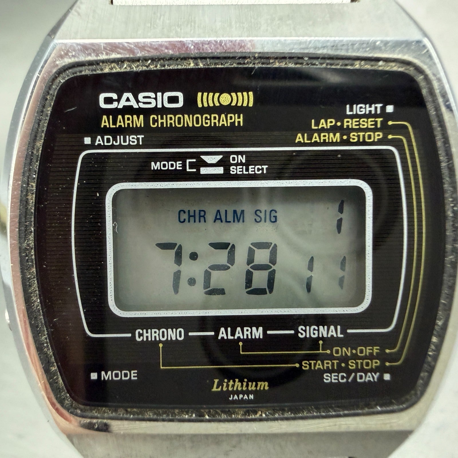 Casio 83QS-27 Watch Men 36mm Black Dial Silver Tone Alarm Chrono New Batt ABC1