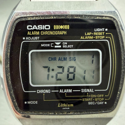 Casio 83QS-27 Watch Men 36mm Black Dial Silver Tone Alarm Chrono New Batt ABC1