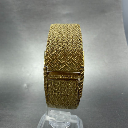 Bulova Tank Watch Men 25mm Gold Dial Gold Tone Octagon Mesh Band 92P13 New Batt7
