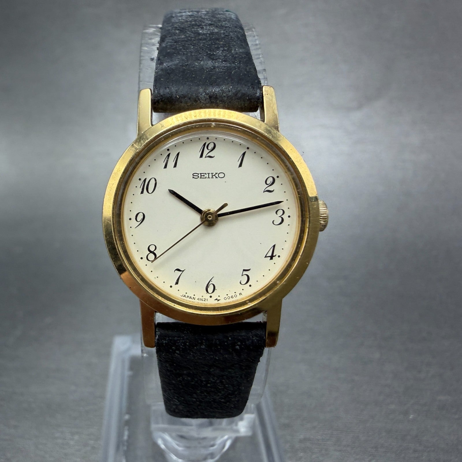Seiko Watch Women 21mm Cream Dial Gold Tone Round 4N21-0042 New Battery Vintage0