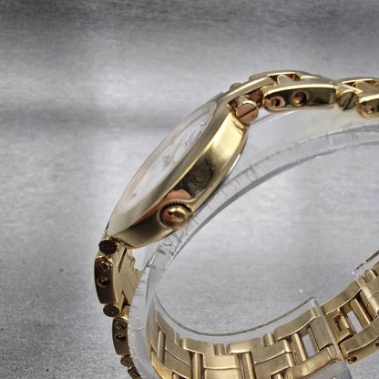 Bulova Watch Women 25mm White Dial Gold Tone Diamond Round 97P29 New Battery2