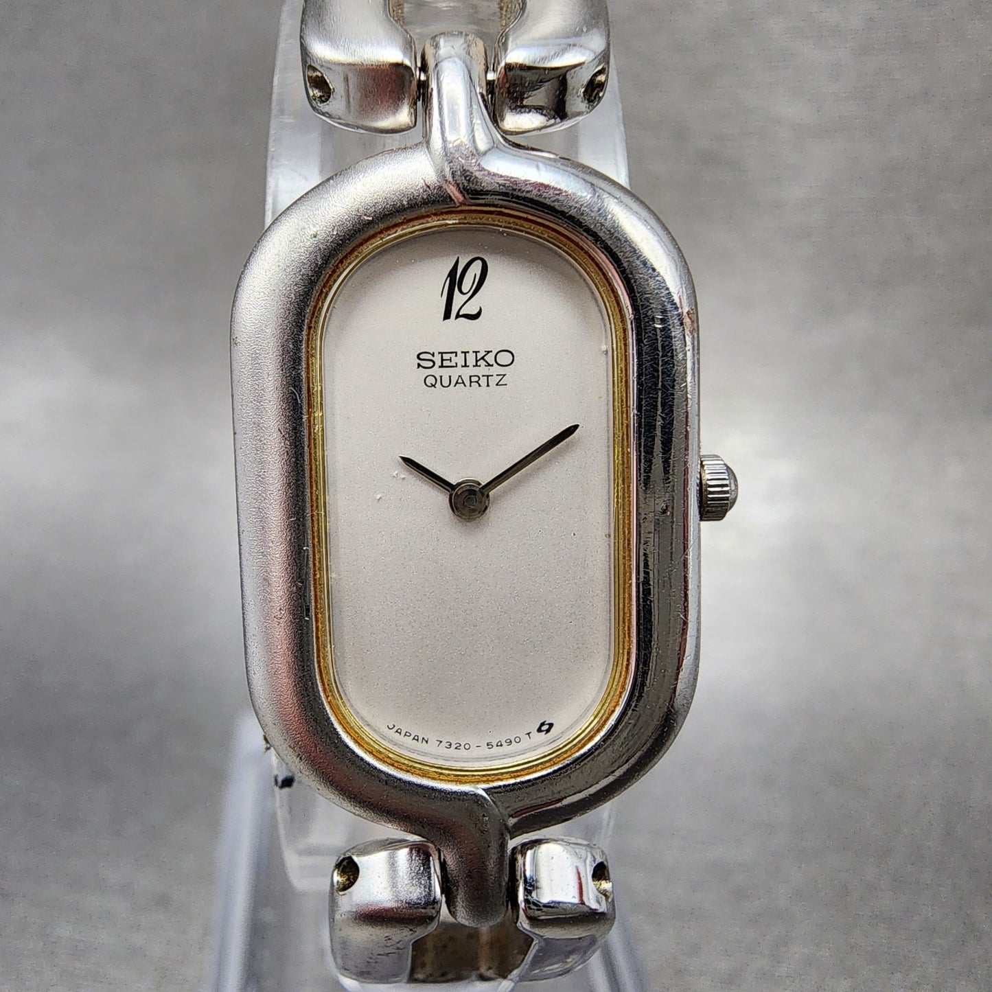 Seiko Tank Watch Women 17mm White Dial Silver Tone 73205330 New Battery1