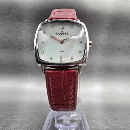 Skagen Watch Women 27mm MOP Dial Silver Tone Rectangle 332SSLF New Battery5