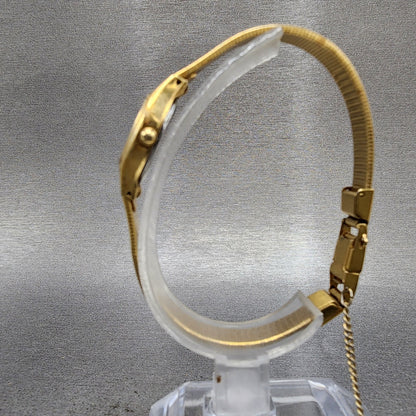 Seiko Watch Women 17mm Gold Dial Gold Tone Hexagon 2P215A29 New Battery6