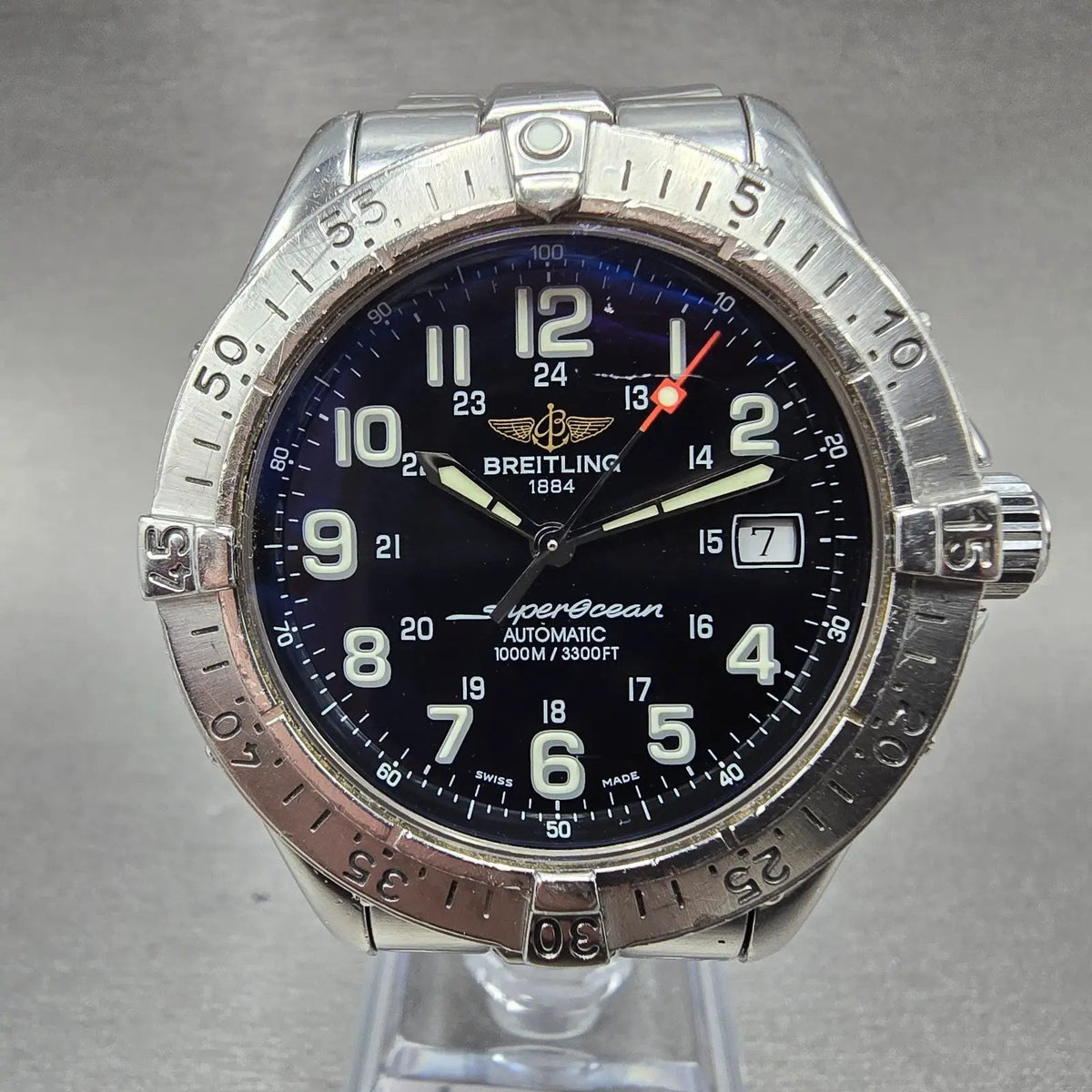 Breitling Superocean Automatic Watch Men 41mm Black Dial Steel Date A17340 W/Box1