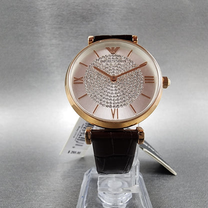 Emporio Armani Gianni Watch Women 32mm Silver Dial Rose Gold Tone Round AR112695