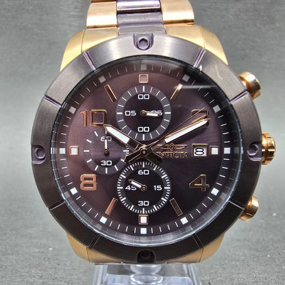 Invicta Specialty Chronograph Watch Men 45mm Purple Dial Rose Gold Tone New Bat0