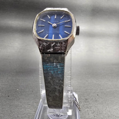 Citizen Watch Women 19mm Blue Dial Silver Tone Oval 4-676173 Manual Wind Vintage5