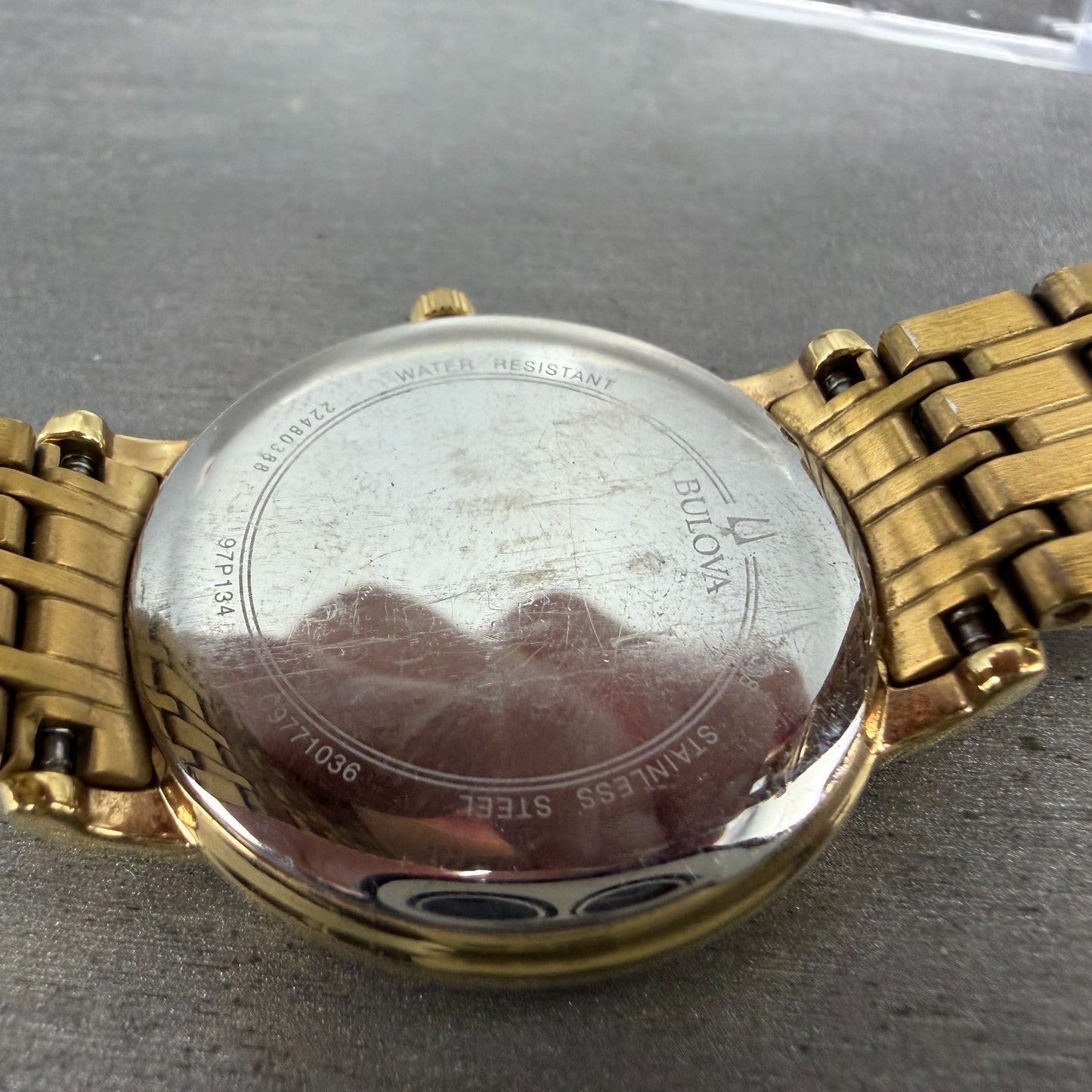 Bulova Watch Women 34mm MOP Dial Gold Tone Round 97P134 New Battery9