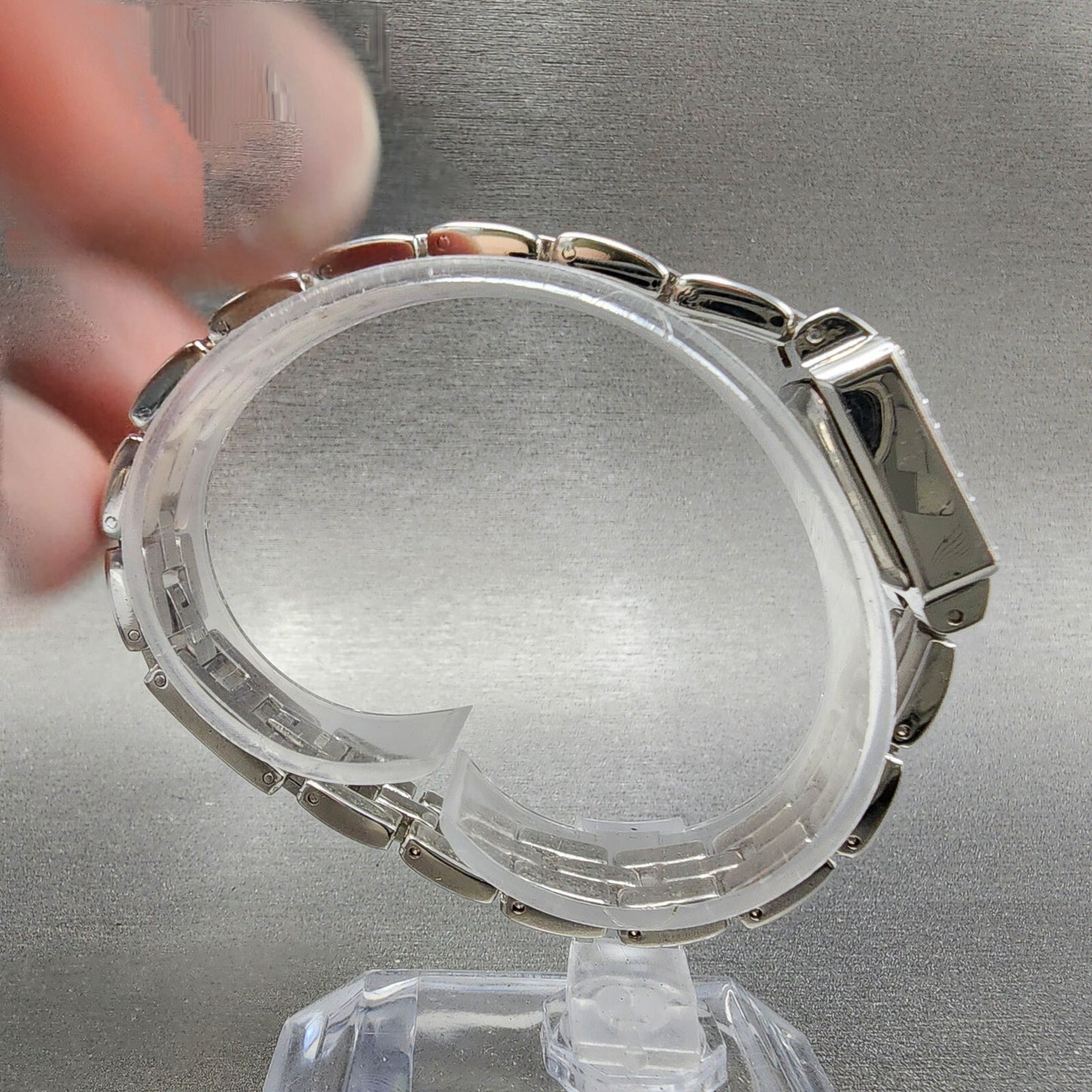 Waltham Tank Watch Women 17mm Blue MOP Dial Silver Tone Rectangle New Battery