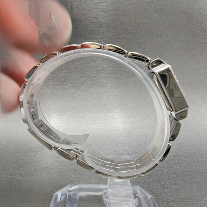 Waltham Tank Watch Women 17mm Blue MOP Dial Silver Tone Rectangle New Battery