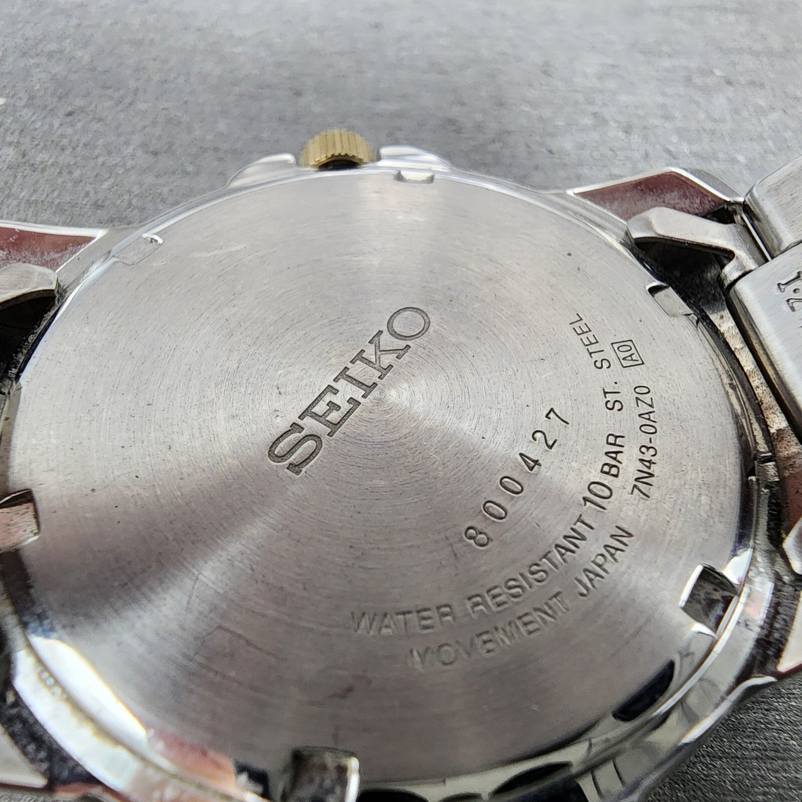 Seiko Watch Men 39mm Black Dial Two Tone Round Daydate 7n430az0 New Batttery9