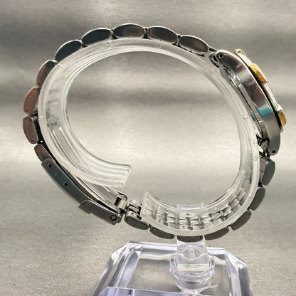Seiko Watch Women 27mm White Dial Two Tone Date Round 7N82-0610 New Battery VTG8
