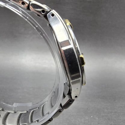 Seiko Solar Watch Women 31mm MOP Dial Two Tone Date Round V137-0CA0 Runs3