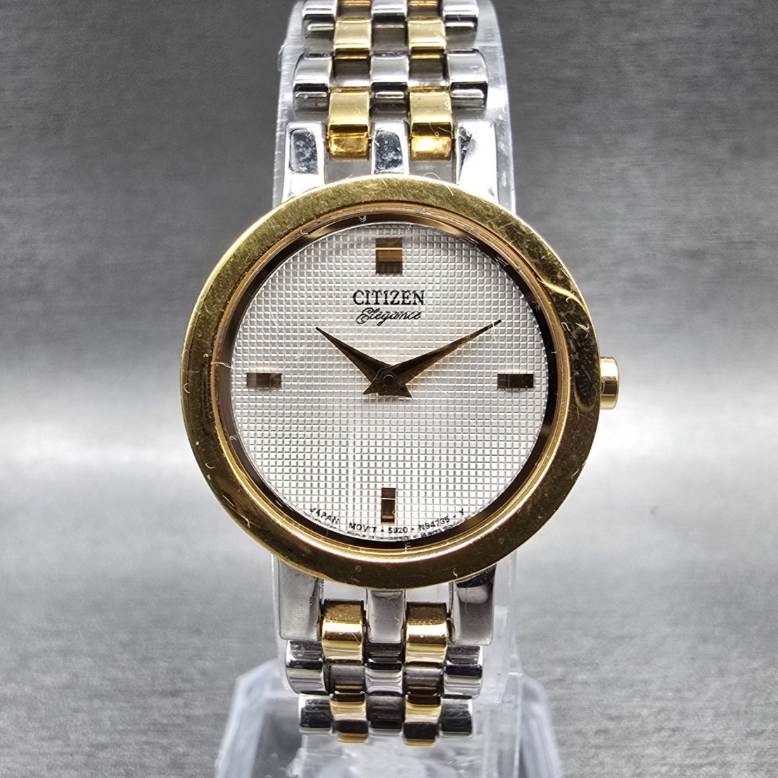 Citizen Elegance Watch Women 23mm Silver Dial Two Tone Round 5920-S76221 New Bat0