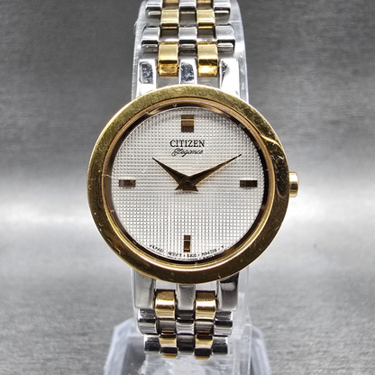 Citizen Elegance Watch Women 23mm Silver Dial Two Tone Round 5920-S76221 New Bat0