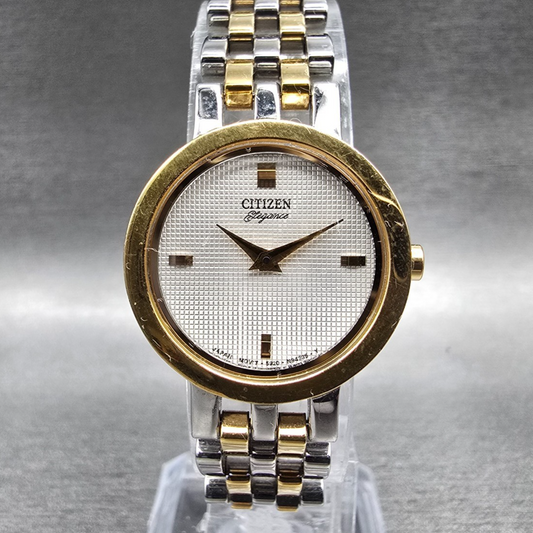 Citizen Elegance Watch Women 23mm Silver Dial Two Tone Round 5920-S76221 New Bat0