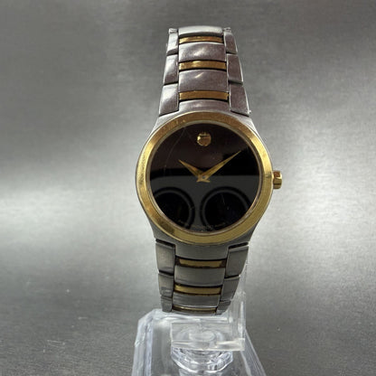Movado Museum Watch Women 25mm Black Dial Two Tone Round 81 E4 21833 New battery5