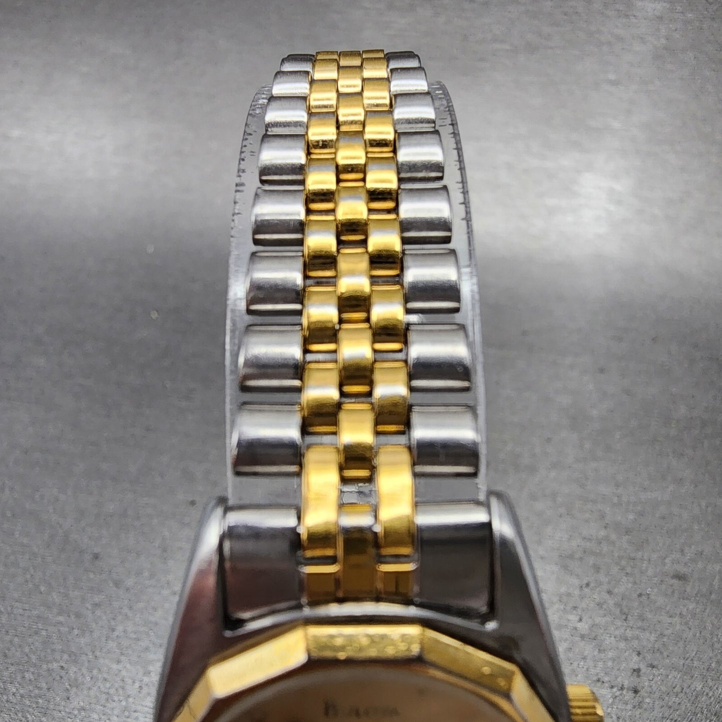 Bulova Marine Star Watch Women 24mm Gold Dial Two Tone Date Round New Battery4