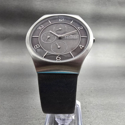 Skagen Watch Men 41mm Brown Dial Silver Tone Daydate Round SKW6116 New Battery5