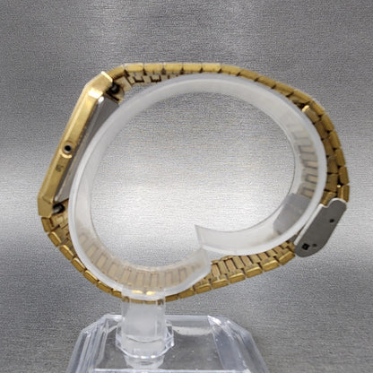 Seiko Tank Watch Men 26mm Black Dial Gold Tone Rectangle 5Y30-5B59 READ!!!! Runs