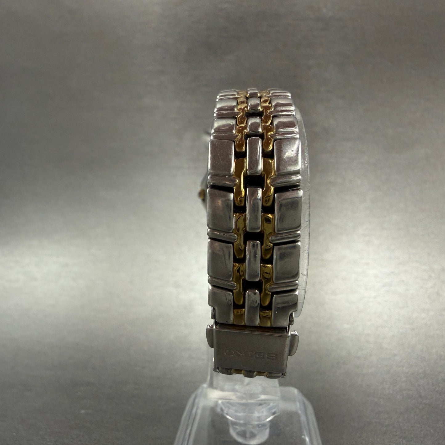 Seiko Watch Women 26mm Blue Dial Two Tone Date Round 7n82-0at0 New Battery VTG7