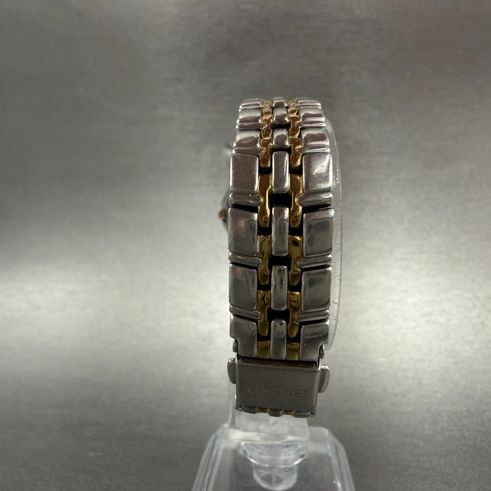 Seiko Watch Women 26mm Blue Dial Two Tone Date Round 7n82-0at0 New Battery VTG7
