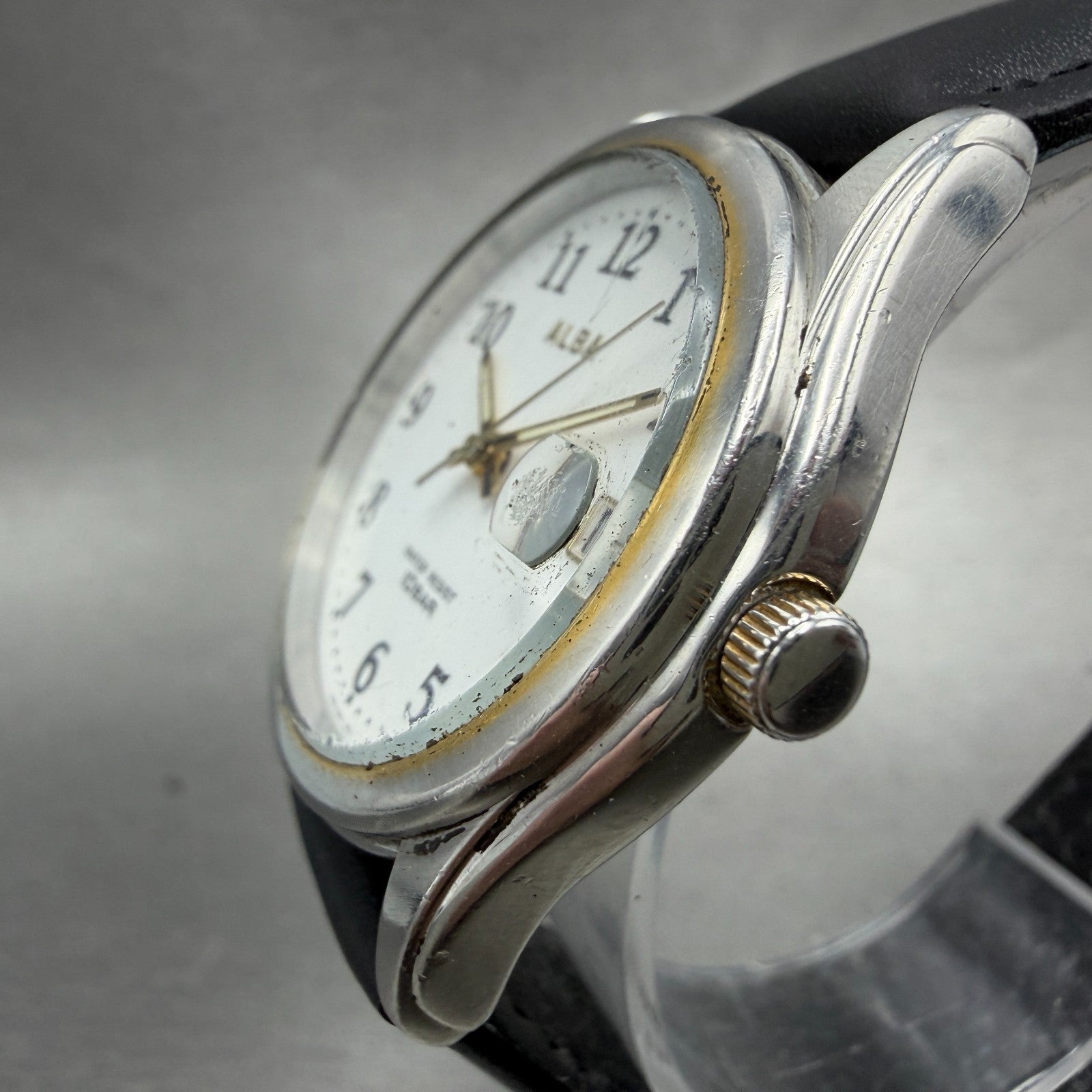 Seiko ALBA Watch Men 36mm White Dial Two Tone Date Round 7N42-0AD0 New Battery2