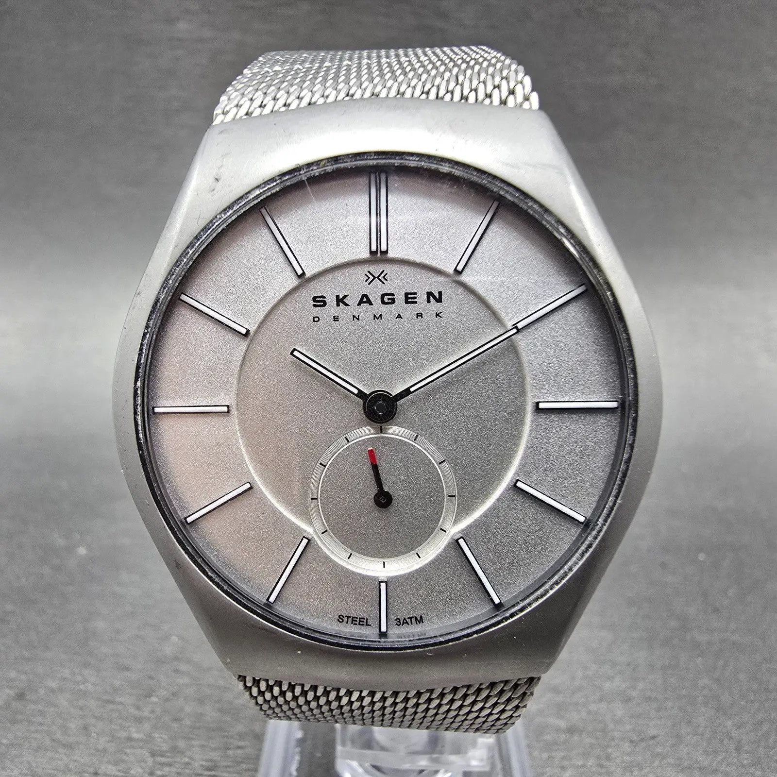 Skagen Watch Men 38mm Silver Dial Silver Tone Round 916XLSSS PARTS Small Seconds0