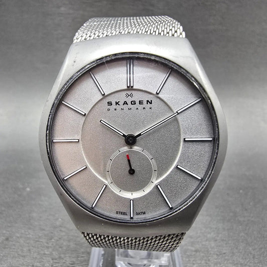 Skagen Watch Men 38mm Silver Dial Silver Tone Round 916XLSSS PARTS Small Seconds0