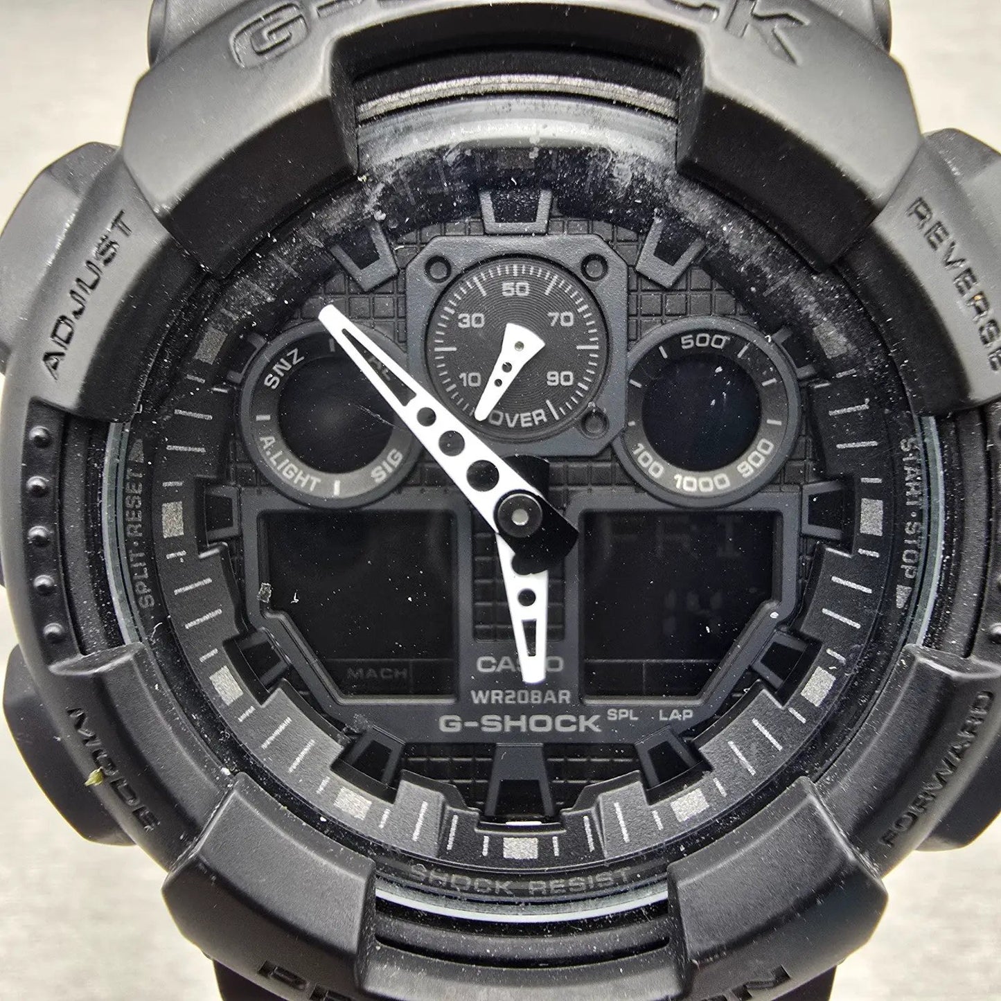Casio G-Shock GA-100 Watch Men 50mm Black Dial Black Chrono Alarm New Battery KL1