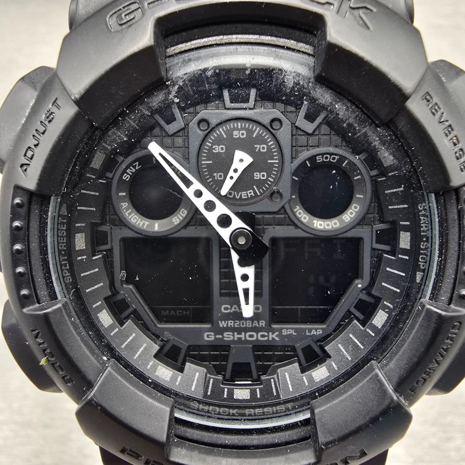 Casio G-Shock GA-100 Watch Men 50mm Black Dial Black Chrono Alarm New Battery KL1