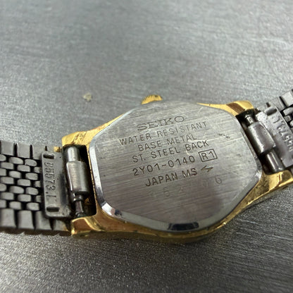 Seiko Watch Women 18mm Champagne Dial Gold Tone Round 2Y01-0140 New Battery9