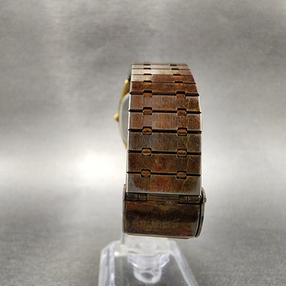 Seiko Tank Watch Men 28mm Gold Dial Gold Tone Rectangle 6532-5119 New Battery