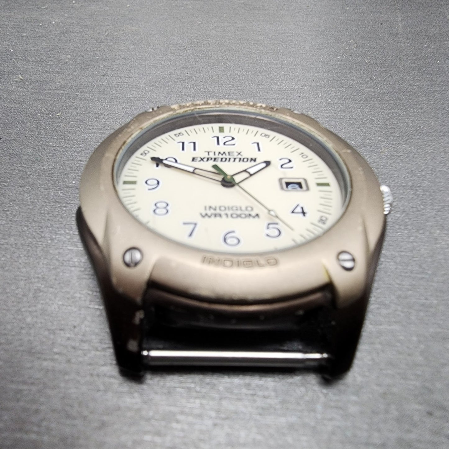 Timex Expedition Watch Men 42mm Cream Dial Brown Case Date Round READ!!! New Bat2