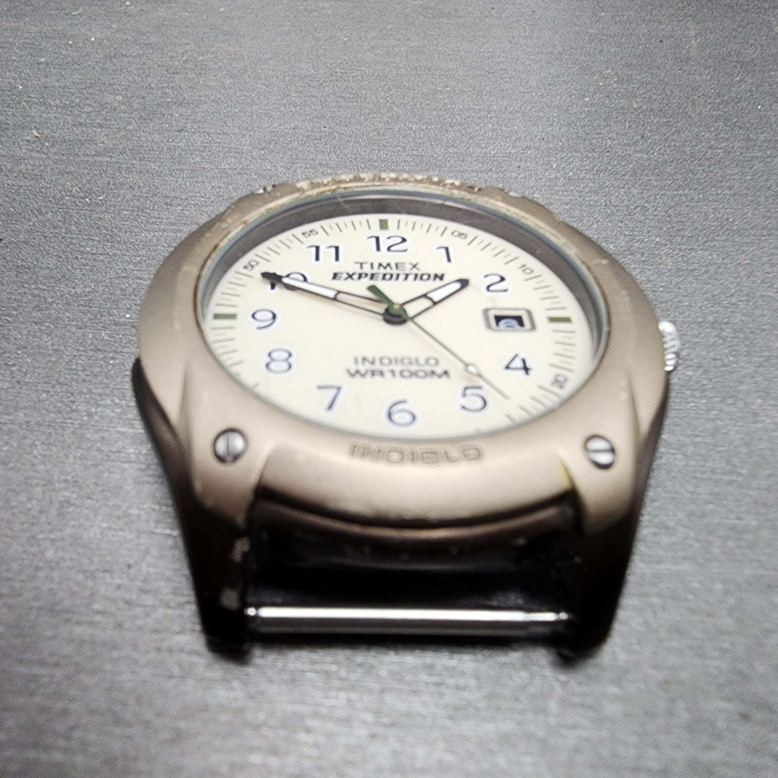 Timex Expedition Watch Men 42mm Cream Dial Brown Case Date Round READ!!! New Bat2