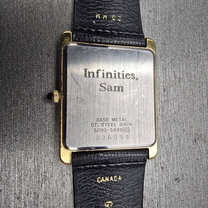 Seiko Tank Watch Men 26mm White Dial Gold Tone Rectangle 5P30-5A89 New Battery10