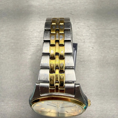 Seiko Watch Men 37mm Silver Dial Two Tone Daydate Round 7N43-9048 New Battery4