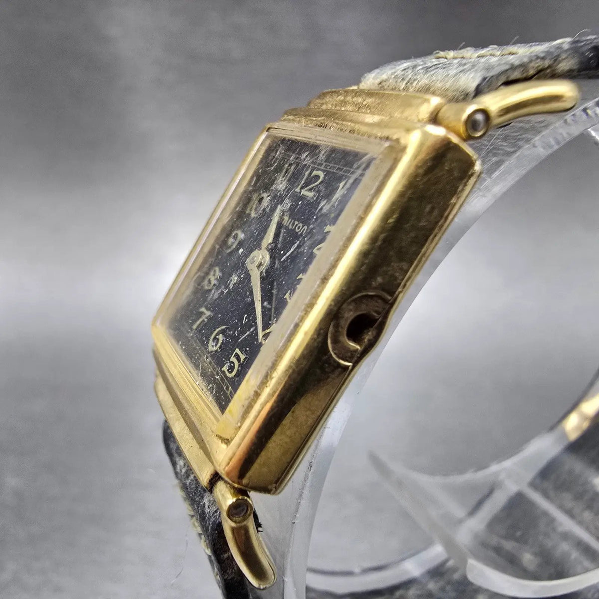 Hamilton Tank Watch Women 18mm Black Dial Gold Registered Edition 0806 PARTS3