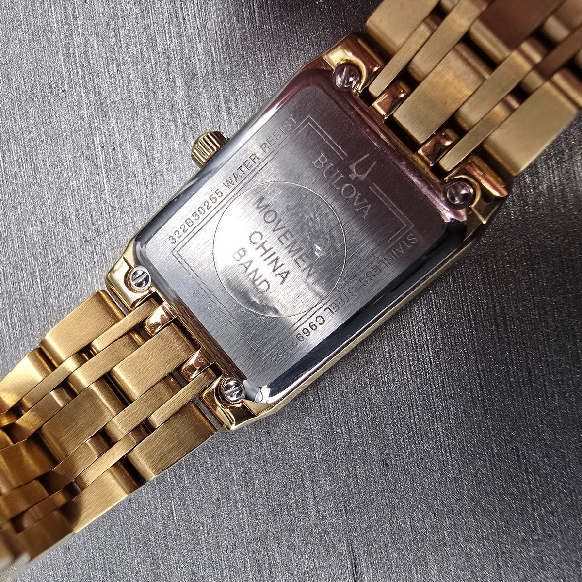 Bulova Futuro Quadra Watch Women 20mm Gold Dial Gold Tone 97P140 New Battery10