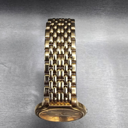 Seiko Watch Men 34mm Champagne Dial Gold Tone Round V701-6J60 New Battery VTG4