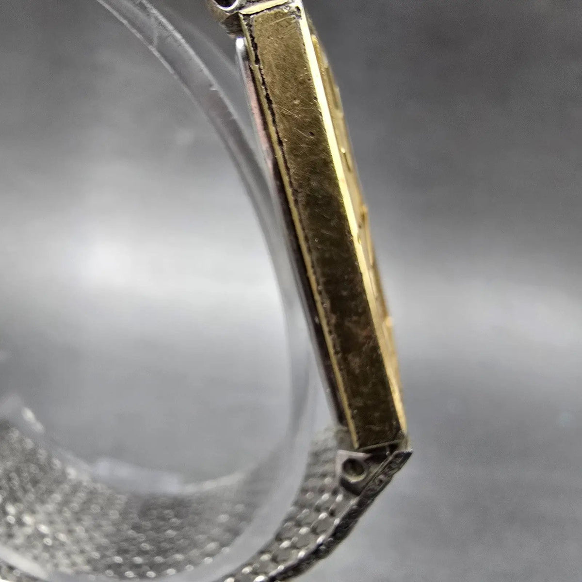 Seiko Tank Watch Men 24mm Gold Dial Gold Tone Date Rectangle 2A32-5019 PARTS3