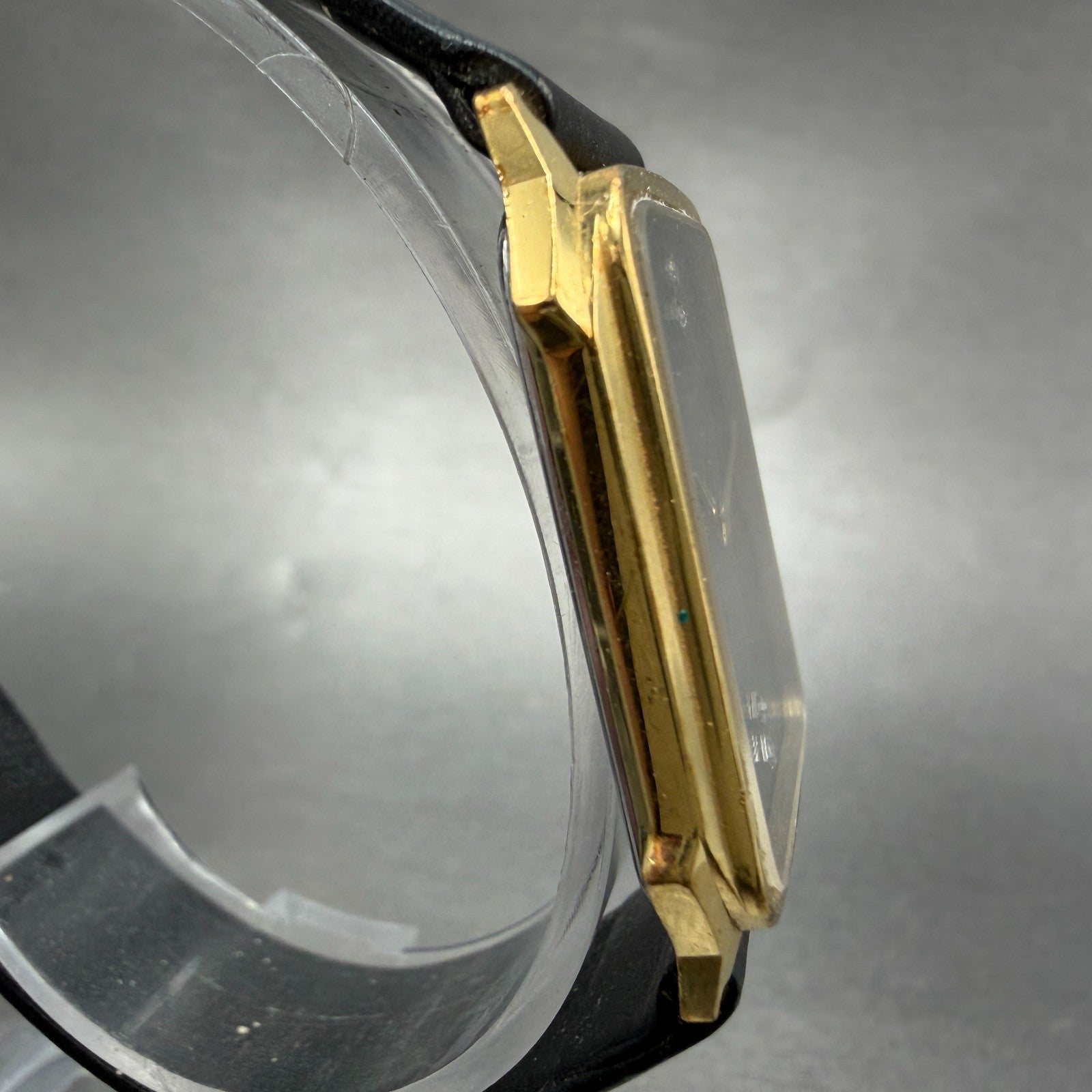Longines Tank Watch Men 26mm Black Dial Gold Tone Rectangle PARTS Vintage4