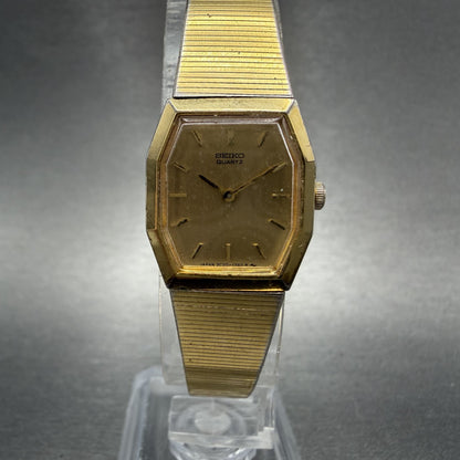 Seiko Watch Women 18mm Gold Dial Gold Tone Octagon 2C20-5840 New Battery VTG NMP0