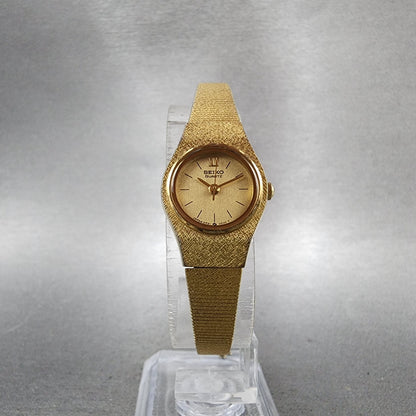 Seiko Watch Women 19mm Gold Dial Gold Tone Round 2P210A79 New Battery VTG5