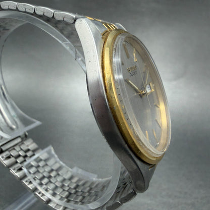 Seiko Watch Men 36mm Silver Dial Two Tone Daydate Round 7n43-8a30 New Battery G63