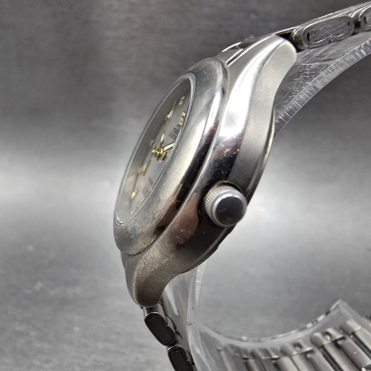 Elgin Solar Watch Women 29mm Gray Dial Titanium Daydate Round FK-1202 Works2