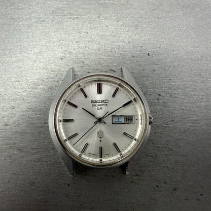 Seiko QR Watch Men 37mm Silver Dial Silver Tone Daydate Round 3863-7001 PARTS FG0